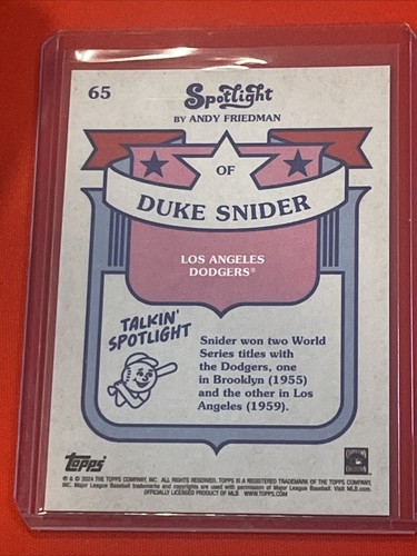 2024 TOPPS SPOTLIGHT FRIEDMAN #65 DUKE SNIDER - Picture 2 of 2