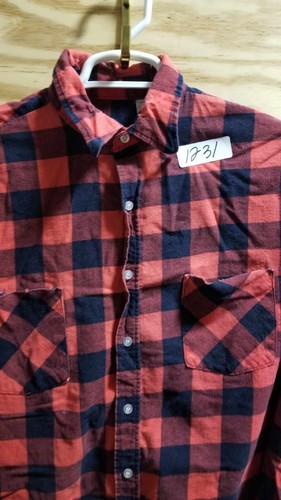 Camicia uomo vintage edizione americana bottoni colletto manica lunga plaid rosso nero - Foto 3 di 9
