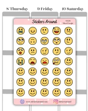 Emoji Icon Planner Sticker - Emojis Mood tracker #11, Calendar & Journal Sticker
