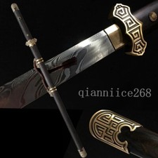 Épée pliée en acier damas jin yun feng bois d'ébène saya cuivre tsuba
