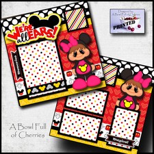 WE'RE ALL EARS girl printed 2 premade scrapbook pages paper layout CHERRY BFOC