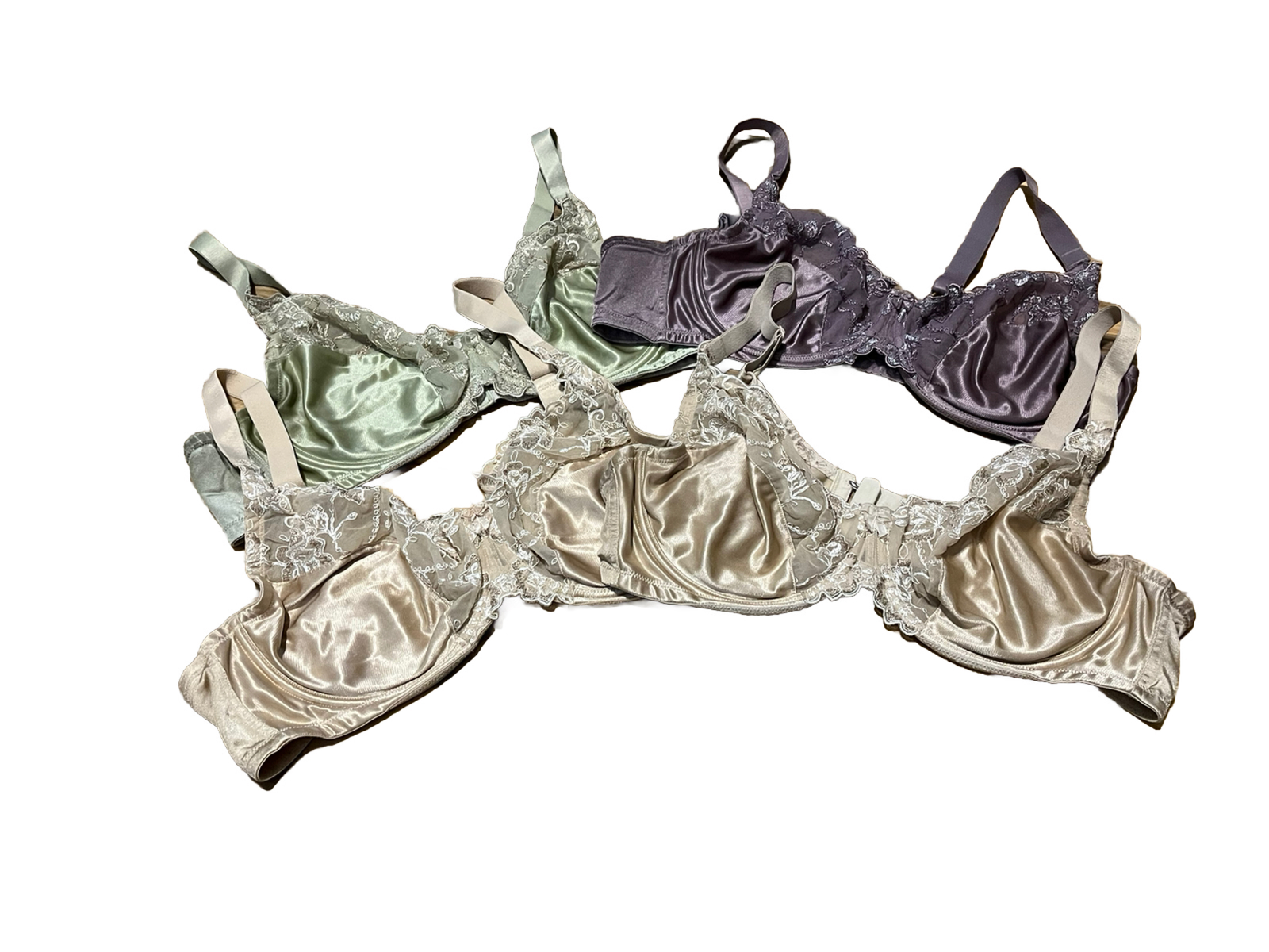 Vintage Vassarette Bras 42C Floral Underwire (Lot Of 4) Purple Green
