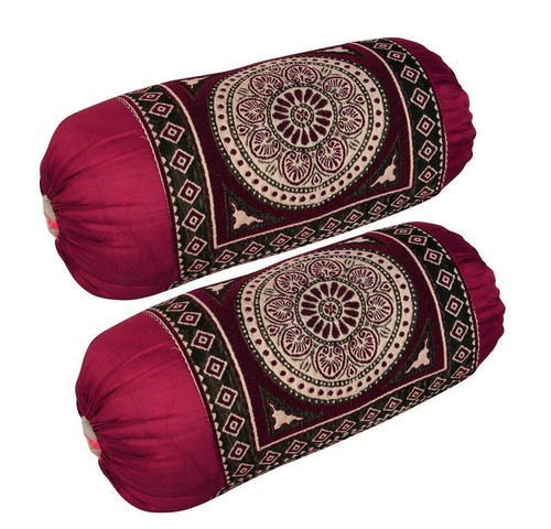 Floral Design Chenille Bolster Pillow Cover Set Of 2 Size 32X16 Inches - Picture 2 of 3