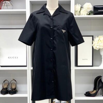Prada Re-Nylon Logo Short Sleeve Shirt Dress Black | eBay Prada Re-Nylon Logo Short Sleeve Shirt Dress Black | eBay