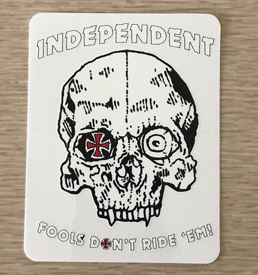 Independent FOOLS DONT RIDE EM Iron Cross Skull Skateboard Sticker OLD LOGO EYE