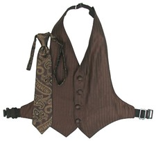 Boy's Mocha Brown Jean Yves Tuxedo Vest Tie Wedding Ringbearer Cruise Paisley