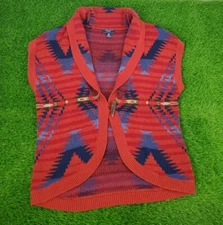 Chaps Aztec M Shawl Collar Horn Tooth Toggle Button Cardigan Sweater