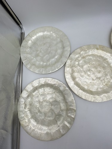 (5) EUC Natural Capiz Shells Round Placemats 13" Pier 1 Imports - Picture 4 of 6