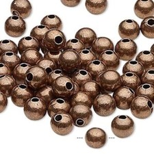 100 Antiqued Copper Plated Steel 6mm Smooth Round Beads with 2mm Hole