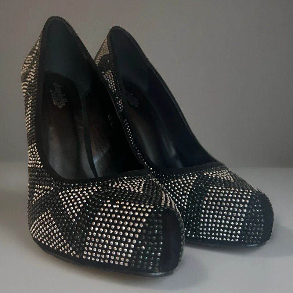Charlotte Russe Glam Elegante Nochevieja Fiesta Negro Geométrico Estrás Tacones Talla 9 Foto 2 de 4