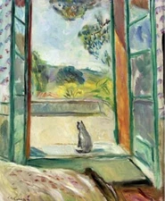 Chat Before an Open Window Charles Camoin Cat Art Print Fauvist Interior