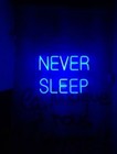 20"x16" Never Sleep Blue Acrylic Neon Sign Light Lamp Room Display Decor Wall Ql
