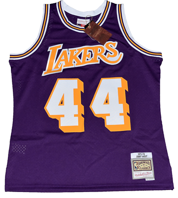 JERRY WEST SIGNED LOS ANGELES LAKERS #44 PURPLE MITCHELL & NESS