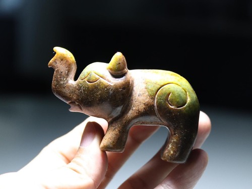 China Folk Dynasty Ancient Old Jade Stone Elephant God Statue Amulet Pendant B70 - Picture 4 of 11