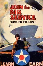 JOIN THE AIR SERVICE LEARN EARN ZEPELLIN BALLOON AIRPLANE VINTAGE POSTER REPRO