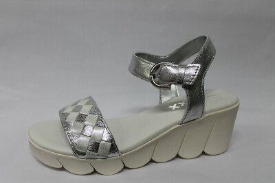 The Flexx Sling Sandalen Ling Leder Silber Keilabsatz 6 cm SUPER LISTENRABATT