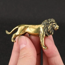 Brass Lion Figurine Statue House Office Table Decoration Animal Figurines Toys #