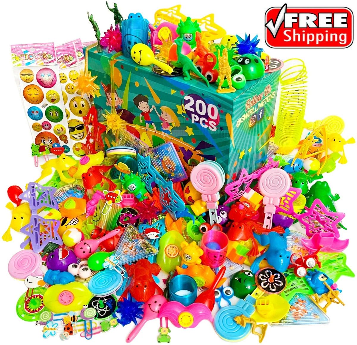 200pcs Huge Box of Prizes for Classroom Bulk Toys for Kids Birthday Party  Favors