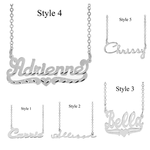 Personalized Sterling Silver ANY NAME Plate Script Chain Necklace 10 Styles 2020 - Picture 9 of 14