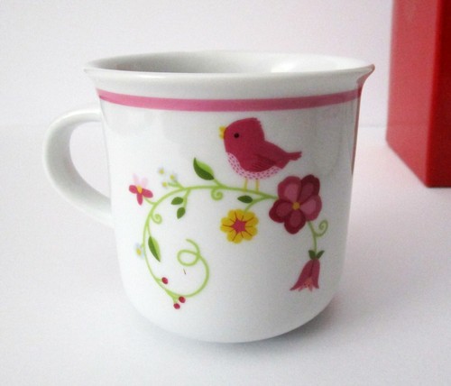 FAO Schwarz 3 Piece Baby Child Porcelain Dinnerware Set Posy Flower Bird NIB - Foto 3 di 6
