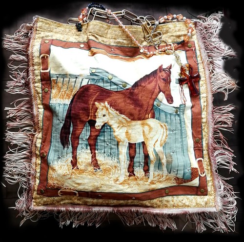 vintage bag woman fashion brand accessories shoulder hand handbag handle horse - Picture 10 of 24