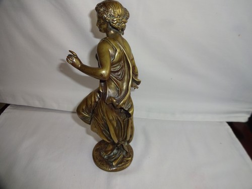 Antica statuina donna bronzo H DUMAIGE firmata francese XIX secolo altezza 23 cm - Foto 2 di 8