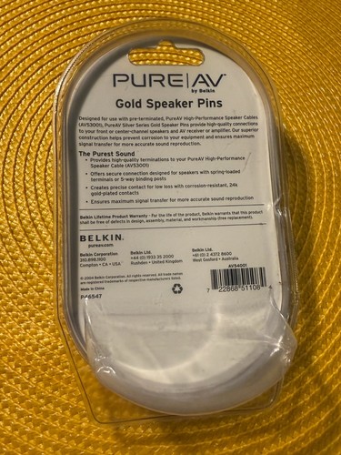 Pure AV by Belkin Gold Speaker Pins Set of 4 - Picture 4 of 4