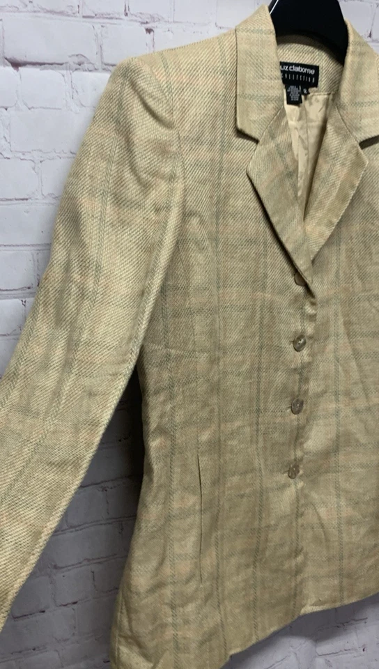 Traje Blazer Falda Liz Claiborne Talla 12 2 Piezas Tostado Cuadros Foto 4 de 4