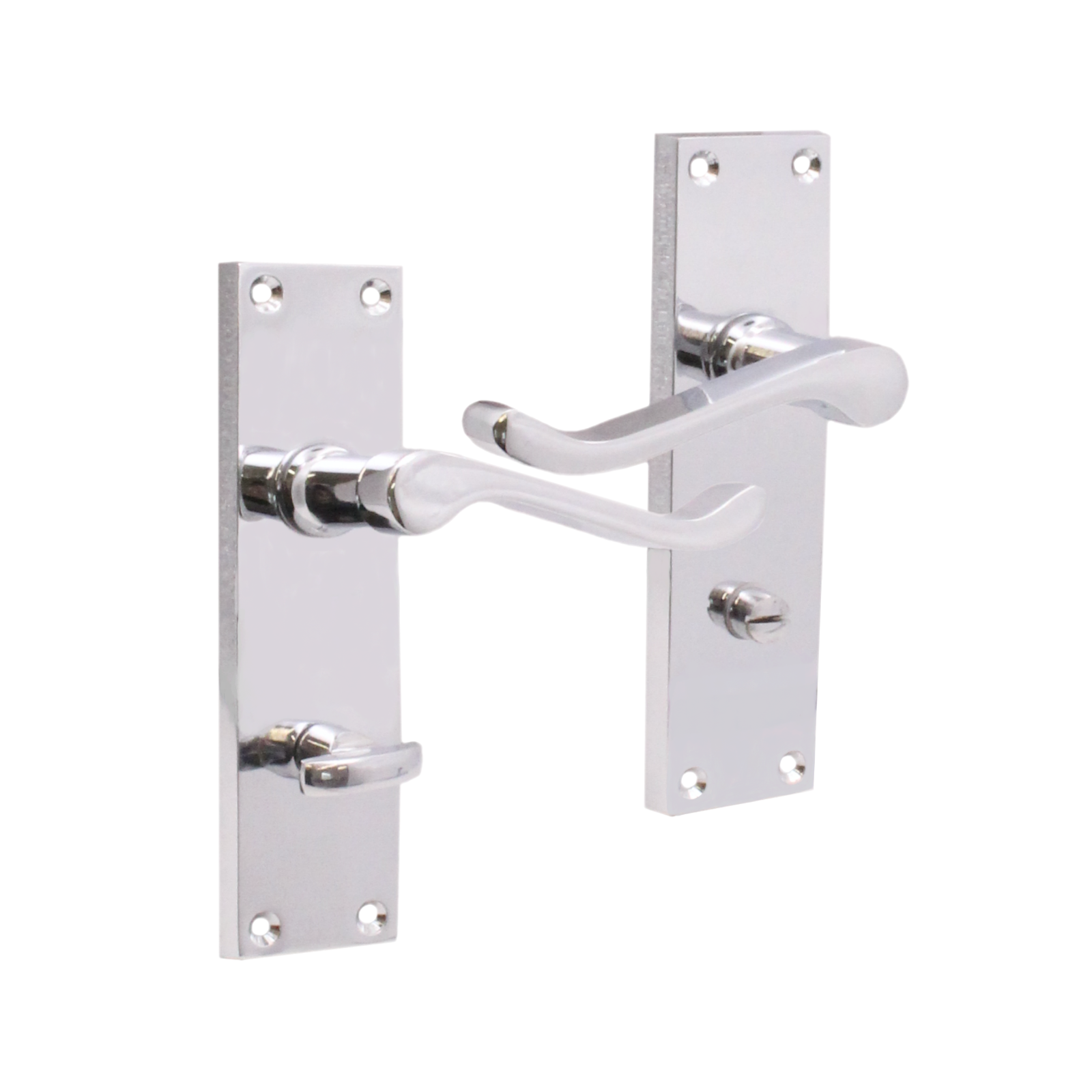 Victorian Scroll Door Handles Lever Latch Lock Bathroom Chrome Brass