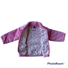Tommy Hilfiger Quilted Pink Corduroy Paisley Floral Toddler Coat 6-12 Month