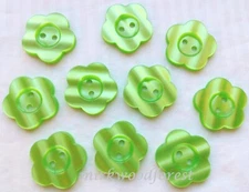 Lime Green Flower Buttons 1" (25mm) Wide Shiny Washable