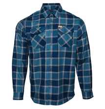 Dixxon "Fortunate Youth" Blue Orange Plaid Mens Flannel Shirt