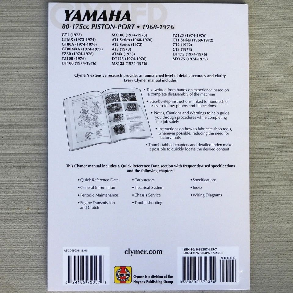 Yamaha AT CT DT GT MX YZ 80 100 125 175 1968-1976 MANUAL DE REPARACIÓN M410 Foto 3 de 3