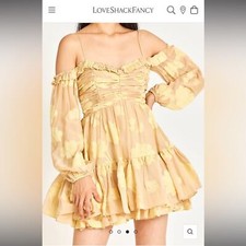 LoveShackFancy Zennia Mini Dress in Daisy Yellow