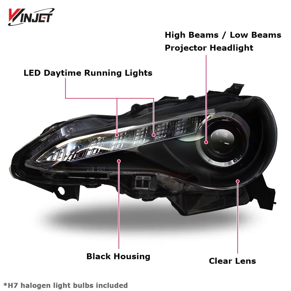 For 13-16 Scion FR-S/Toyota 86/Subaru BRZ Headlights LED DRL Black/Smoke Pairs Foto 2 de 4
