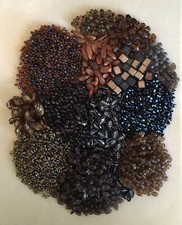 Large Loose Bead Lot 32 Glass Wood Brown Black Various Shapes Jewelry Making