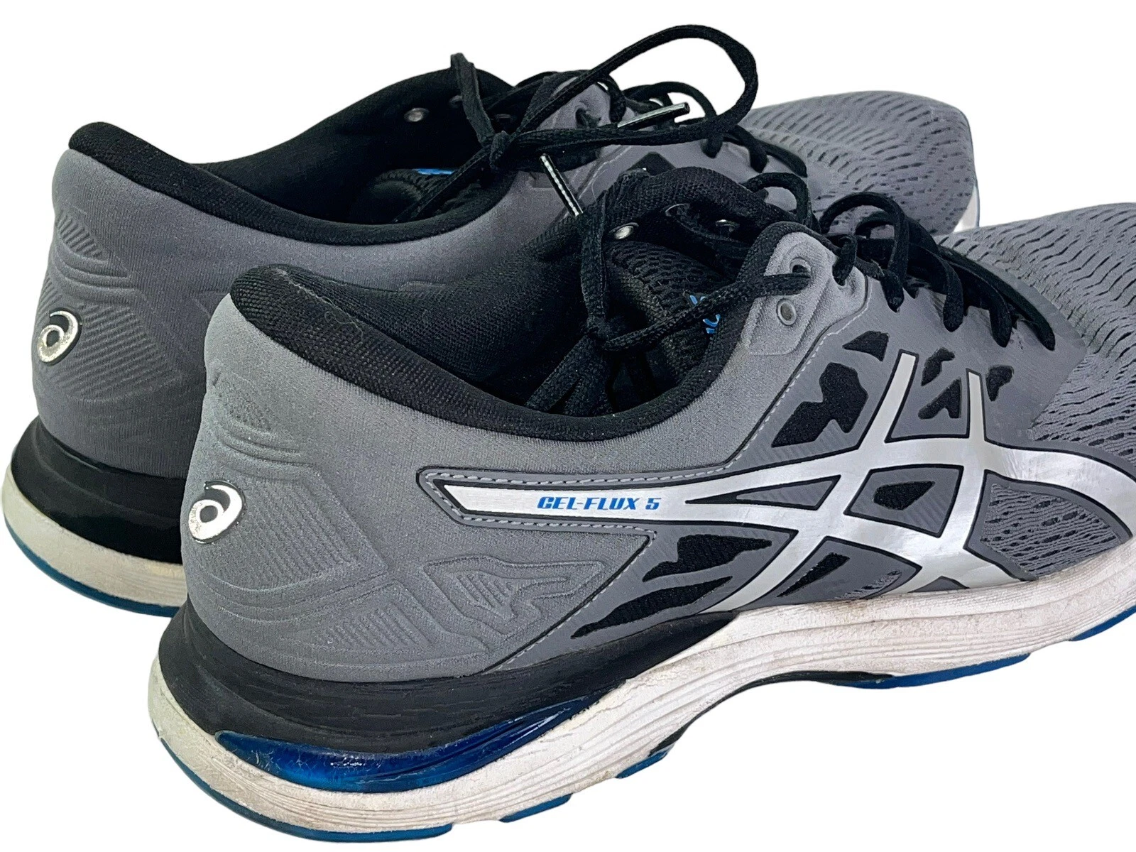 Scarpe da corsa ASICS uomo taglia 14 Gel Flux 5 grigio nero sneakers T811Q comode