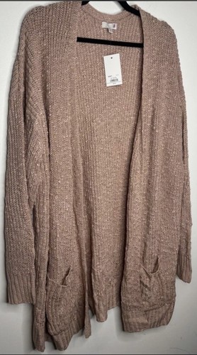 Nwt SO Women’s Jr 3x Open Cardigan Mauve Blush Pink Sweater Crochet Knit Pockets - Picture 3 of 8