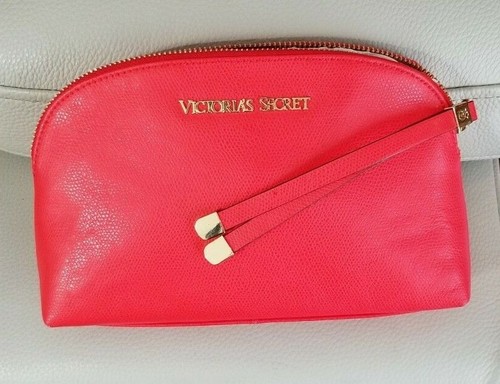 VICTORIA'S SECRET LEATHER ORANGE MAKEUP/COSMETIC CASE BAG NEW NO TAG - Picture 2 of 5