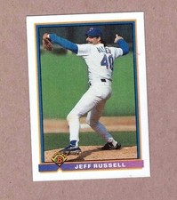 1991 Bowman Baseball Card #267 Jeff Russell Texas Rangers