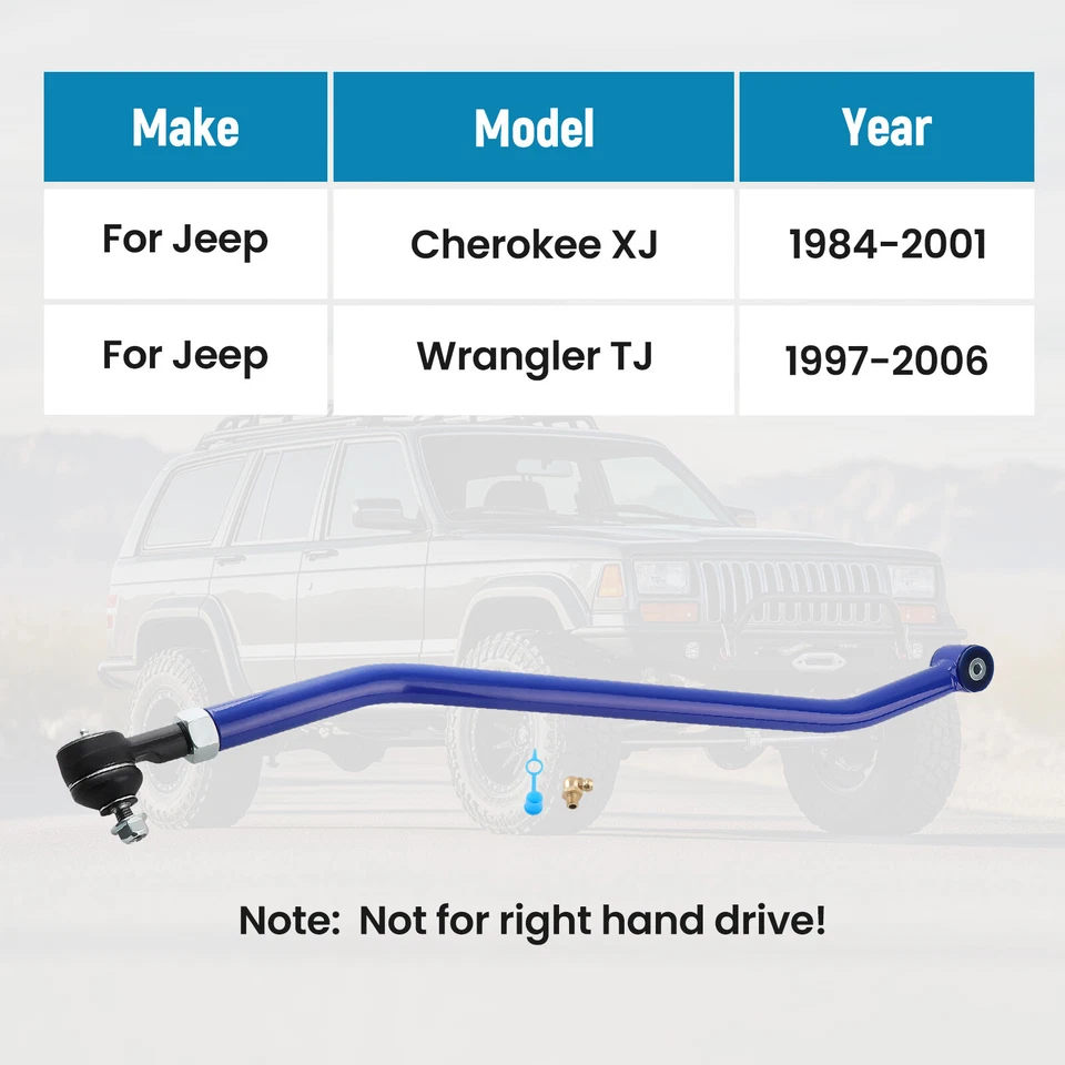 Barra de pista frontal ajustável para Jeep Wrangler TJ e Cherokee XJ com elevação de 1,5" a 4,5" - Imagem 2 de 4