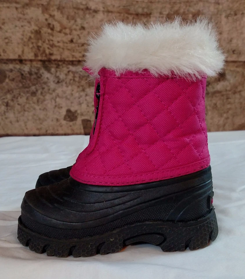 Детский девочек молнии TAMARACK зимний снег ботинки розовый и искусственного меха Sz младенца 5 EUC - Изображение 2 из 4