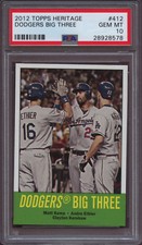 2012 Topps Heritage 412 Clayton Kershaw Dodgers Big Three PSA 10 Gem Mint Pop 8
