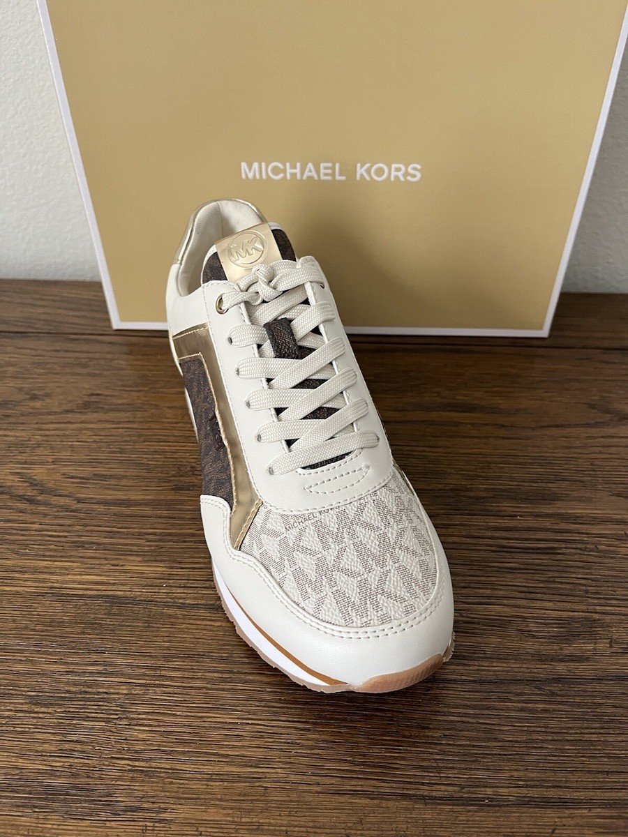 NIB $225 MICHAEL KORS OUTLET Maddy Two-Tone VANIL/BRWN Logo