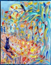 Original acrylic painting on the canvas panel 8/10 inch, "Autumn", new, unframed