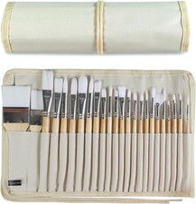 Paint Brushes Set of 24 Pieces Wooden Handles with Large, Multicolor