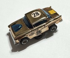 RARE Aurora AFX Gold Chrome  55 Chevy Bel Air 28 Magna-traction HO Slot Car