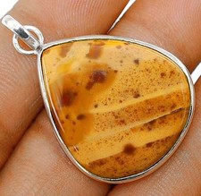 Natural Yellow Agate 925 Solid Genuine Sterling Silver Pendant Jewelry