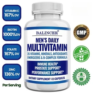 Multivitamine pour hommes-vitamines A,C, D, E, Zinc, Calcium pour le support immunitaire 120Caps