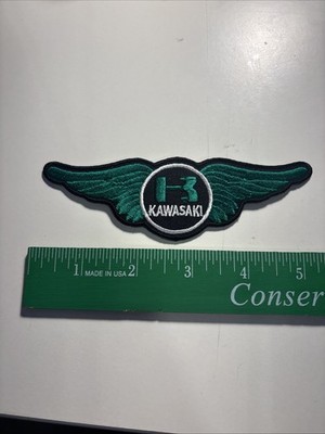NEW 1 7/8 X 5 7/8 INCH KAWASAKI GREEN WINGS IRON ON PATCH